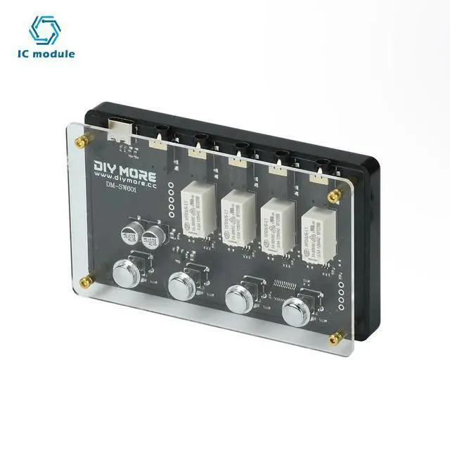 Alt view image 3 of 3 - 4-In 1-Out 3.5mm Audio Switcher No Noise Magnetic Relay Multi Channel Stereo Switch DM-SW601 for Computer TV Game Console