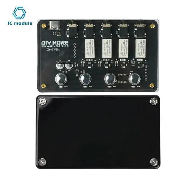 Alt view image 2 of 3 - 4-In 1-Out 3.5mm Audio Switcher No Noise Magnetic Relay Multi Channel Stereo Switch DM-SW601 for Computer TV Game Console
