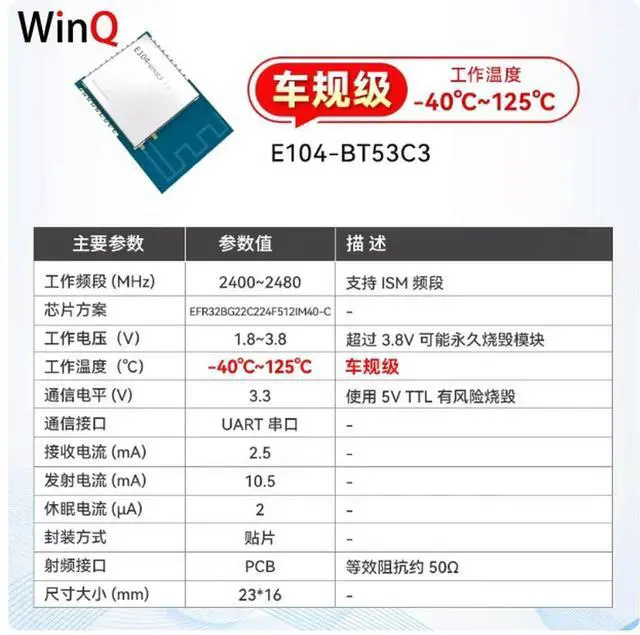 Main image of EFR32BG22 Bluetooth BLE5.2 module car grade high temperature resistance master-slave integrated low power consumption
