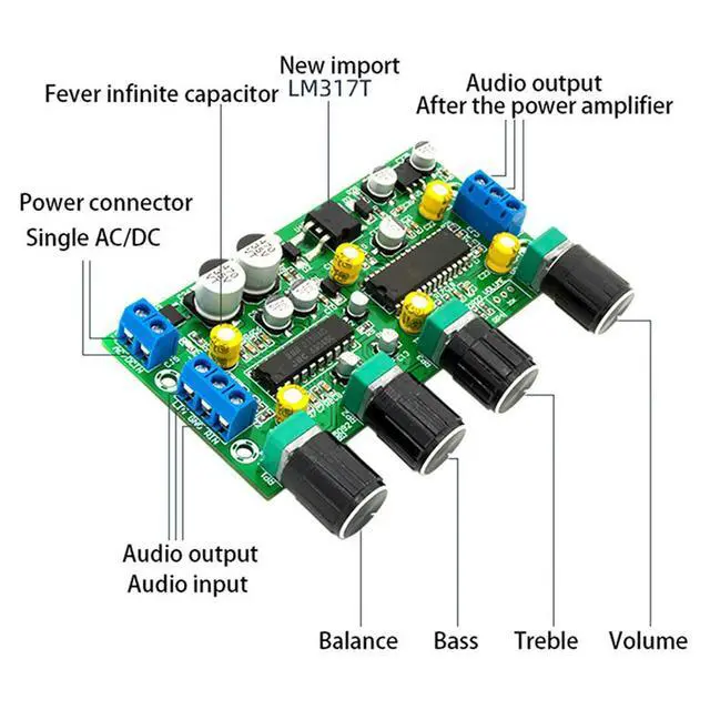 Alt view image 3 of 3 - BBE2150 UPC1892T Amplifier Audio Preamplifier Tone Board Balance Treble Bass Preamp with Volume Control EQ Pre-amplifier