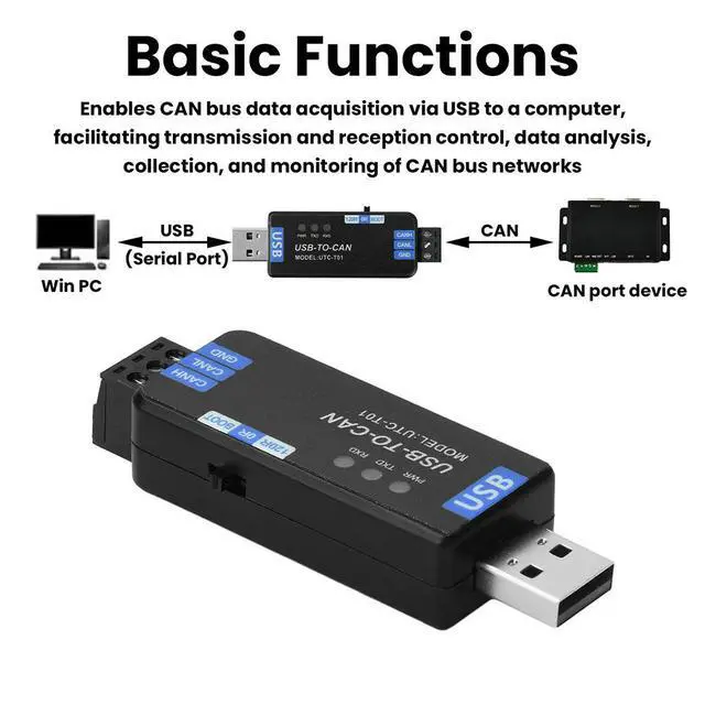 Alt view image 3 of 3 - USB To CAN Adapter Analyzer Firmware Version Support CAN 2.0A Protocol With Baud Rate 5kbps-1Mbps For Network Testing