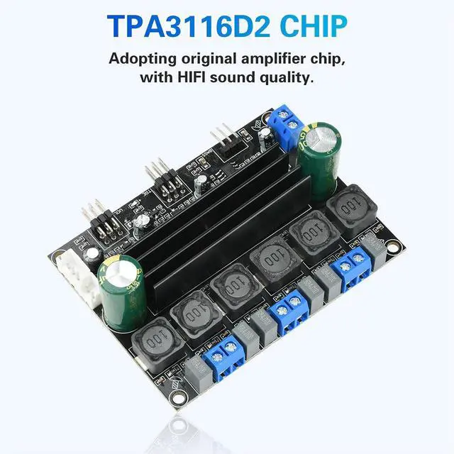 Alt view image 3 of 3 - TPA3116D Audio Amplifier Board 2x50W 100W 2.1 Channel Amplifier DC 12-24V 2 Channels Energy Saving Pure HiFi Music Board