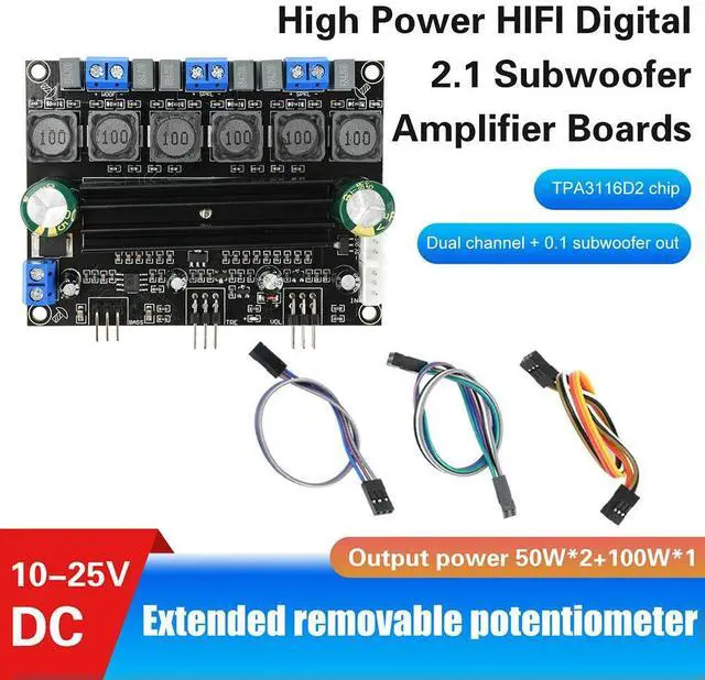 Main image of TPA3116D Audio Amplifier Board 2x50W 100W 2.1 Channel Amplifier DC 12-24V 2 Channels Energy Saving Pure HiFi Music Board