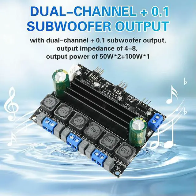 Alt view image 2 of 3 - TPA3116D Audio Amplifier Board 2x50W 100W 2.1 Channel Amplifier DC 12-24V 2 Channels Energy Saving Pure HiFi Music Board
