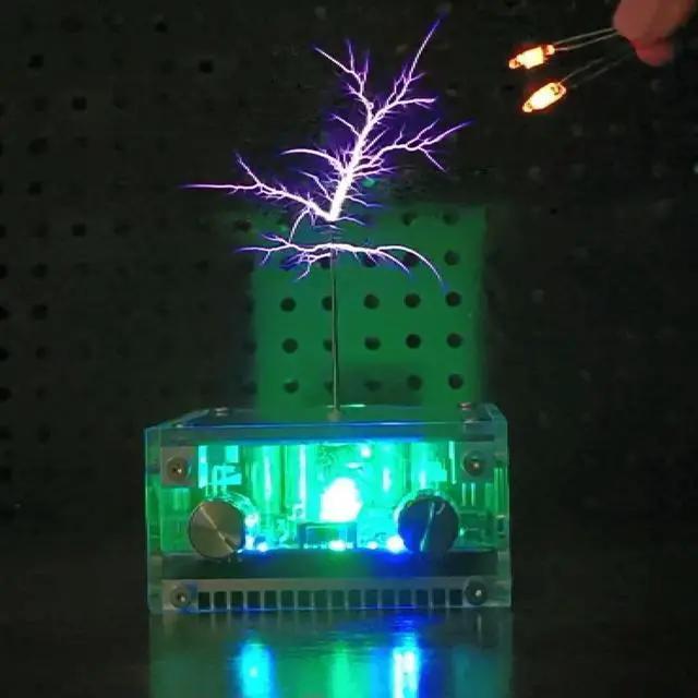 Alt view image 3 of 3 - Mini Tesla Coil with Bluetooth Music Sync Adjustable Arc Length Touch Safe Low-Voltage RGB Light Show for Educational And Entert