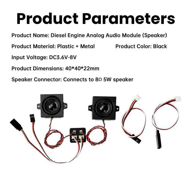 Alt view image 2 of 3 - Plastic l 5W Diesel Simulation Speaker DC3.6-8V, Hi-Fi Sound, for RC Car Truck Excavator Container
