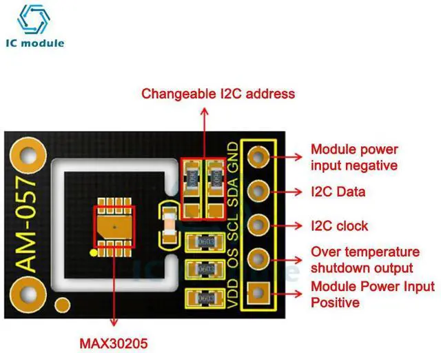 Alt view image 3 of 3 - High Accuracy MAX30205 Human Body Temperature Sensor Module Low Voltage Measuring Skin Wristband Temperature Sensor