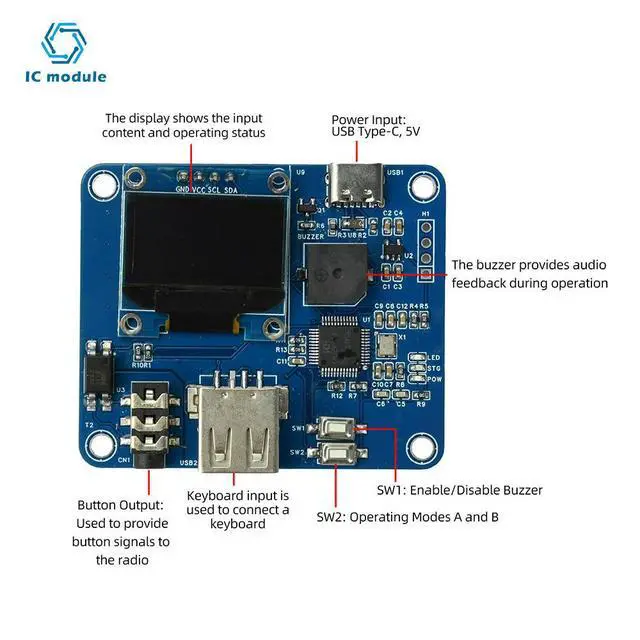 Alt view image 2 of 3 - Morse Code Trainer with Keyboard Input 12 Message Adjustable WPM LCD Display for Radio Amateurs CW Keyer