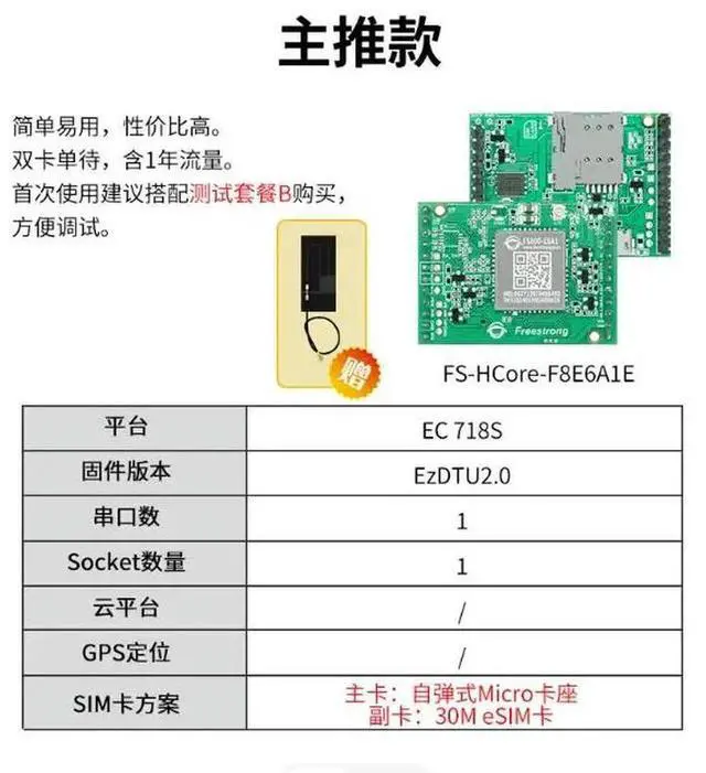 Main image of FS800 Module Serial to 4G Transparent Transmission DTU Core Board for IoT MQTT HCore industrial control, charging piles