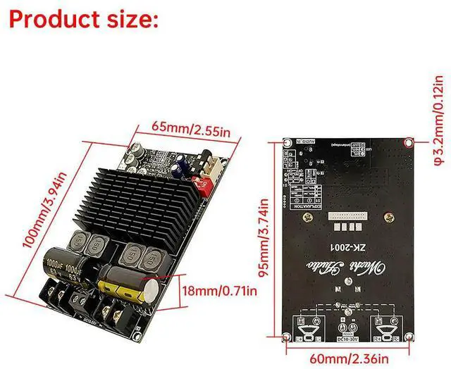 Main image of DC 10-30V ZK-2001 TPA3221 Dual Channel Pure Rear Stage Digital Amplifier Board 100W+100W AMP Bridged Mono Subwoofer Speaker