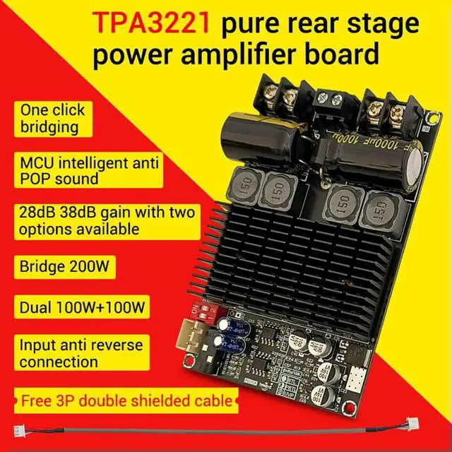 Alt view image 3 of 3 - DC 10-30V ZK-2001 TPA3221 Dual Channel Pure Rear Stage Digital Amplifier Board 100W+100W AMP Bridged Mono Subwoofer Speaker
