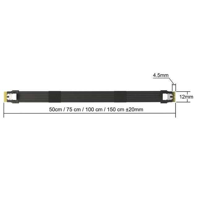Alt view image 2 of 3 - LINKUP Slim SAS SFF-8654 4i Cable Flat Wire ^^ 24Gbps ^^ 100cm