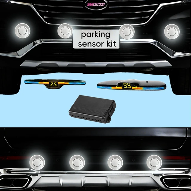 Alt view image 2 of 5 - SANDETOUN Backup Parktronic System 8-Sensor with New LED Display, Forward and Reverse Parking sensors, Customizable Digital Distance Measurer with Bidirectional Display20 Color Probes to Choose from