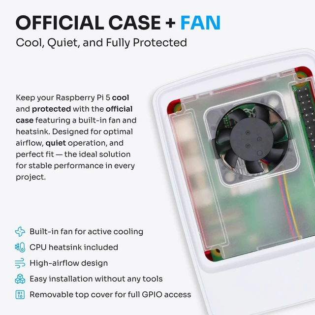 Alt view image 5 of 5 - PiiKit Starter Kit for Raspberry Pi 5 4 GB ^^ 64 GB MicroSD Card ^^ 27 W Power Supply ^^ Case with Integrated Fan and Heat Sink ^^ 4K 60 Hz Micro-HDMI Cable