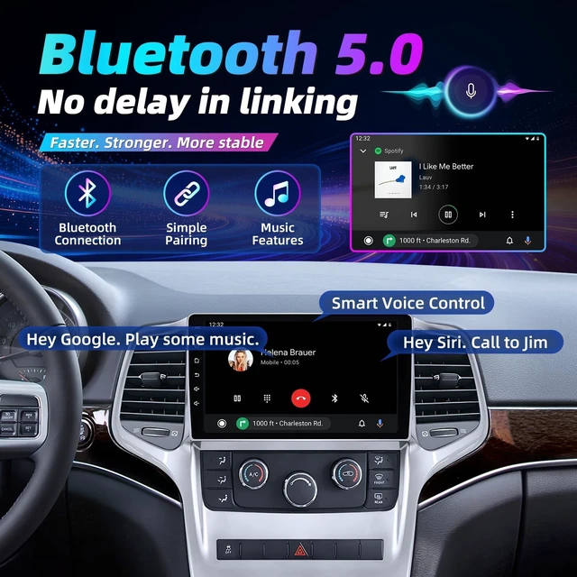 Alt view image 5 of 5 - Car Radio for Jeep Grand Cherokee 2011 2012 2013: 9" 1280x800 HD Touchscreen Stereo Replacement Wireless Carplay Android Auto 5GWiFi GPS Bluetooth FM SWC Mirror Link 1080P Backup Camera