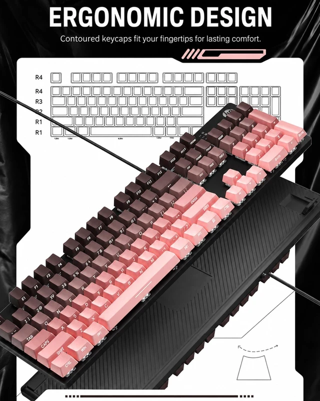 Alt view image 3 of 5 - HP GK400F Mechanical Gaming Keyboard Wired Brown Switch LED Backlit 104Keys