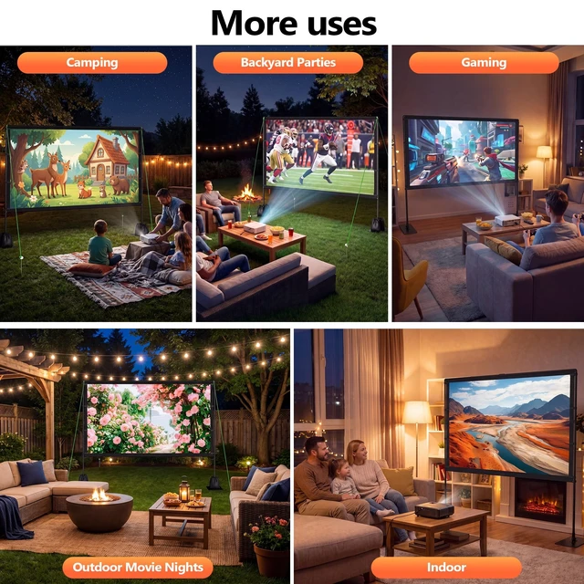 Alt view image 2 of 5 - Projector Screen with Stand, TWjouko 100in Projection Screen Outdoor for Backyard, Camping, Portable Movie Screen with Carry Bag for Travel, 16:9, Indoor Projector Screen