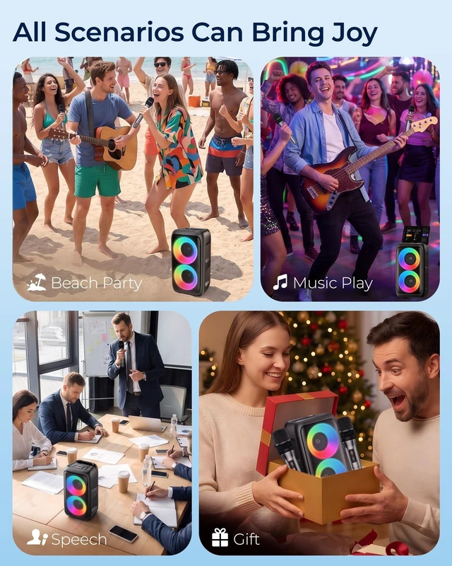 Alt view image 3 of 5 - Portable Bluetooth Speaker and 2 Wireless Microphones for Adults and Kids