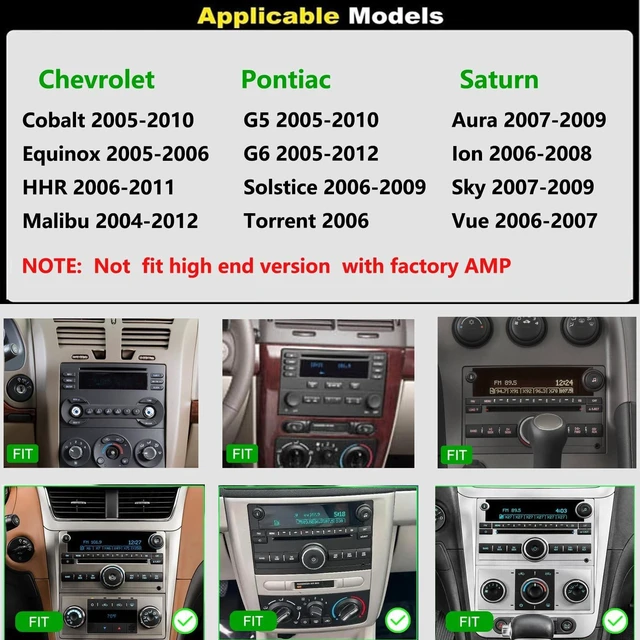 Alt view image 2 of 5 - Car Radio Stereo Wireless Carplay Android Auto Navi for Chevy Malibu Cobalt HHR 2004-2012/ Pontiac G5 G6 2005-2010 No Factory AMP
