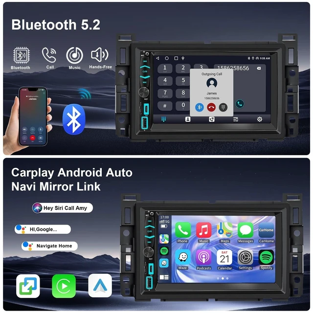 Alt view image 5 of 5 - Car Radio Stereo Wireless Carplay Android Auto Navi for Chevy Malibu Cobalt HHR 2004-2012/ Pontiac G5 G6 2005-2010 No Factory AMP