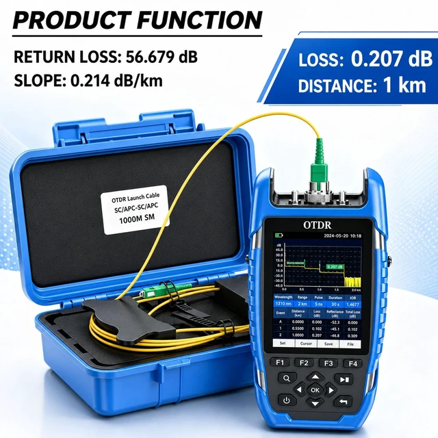 Alt view image 2 of 5 - groword 1KM OTDR Launch Cable SC/APC to SC/APC, with 2PCS APC-UPC Adapters, Attenuation Loss ~0.2 dB/km Single Mode Dead Zone Eliminator Cord, Fiber Optic Test Cable with Hard Protective Box