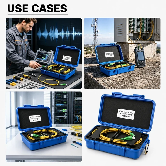 Alt view image 5 of 5 - groword 1KM OTDR Launch Cable SC/APC to SC/APC, with 2PCS APC-UPC Adapters, Attenuation Loss ~0.2 dB/km Single Mode Dead Zone Eliminator Cord, Fiber Optic Test Cable with Hard Protective Box