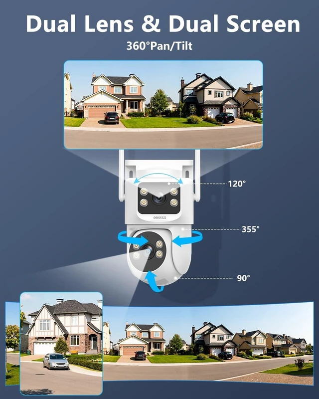 Alt view image 3 of 5 - 4MP Dual Lens Wireless Security Camera Outdoor WiFi PTZ Auto Tracking