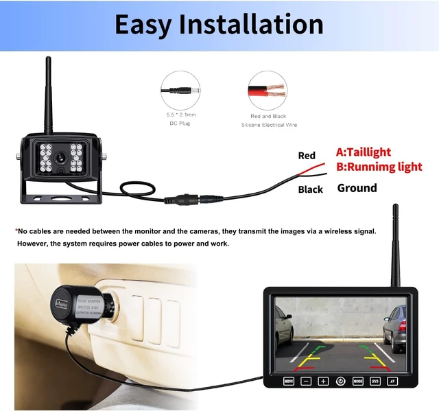 Alt view image 5 of 5 - ZEROXCLUB 1080P Wireless Backup Camera System Kit with 7'' DVR Split Touch Monitor, IP69 Waterproof Backup Camera, Interference-Free Recording HD Night Vision for RV/Truck/Trailer/MotorhomeB701