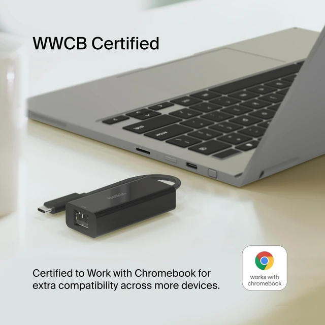 Alt view image 4 of 5 - Belkin USB Type C to 2.5 Gb Ethernet Adapter, USB-IF Certified Thunderbolt 3 & 4 / USB-C to LAN Network Adapter Compatible with MacBook Pro/Air, iPad Pro, XPS, Surface, and Other USB C Devices