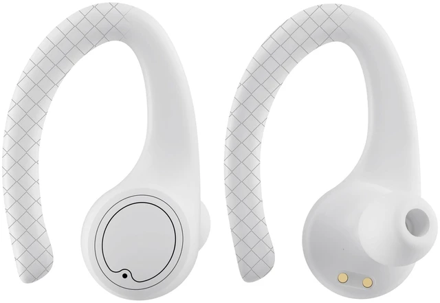 Main image of Coby True Wireless Bluetooth Earbuds, Interchangeable Ear Hooks and Tips, Multi-Sized Ear Gels, Sweat-Resistant Design, 14-Hour Play Time, Drop-Proof Case, White