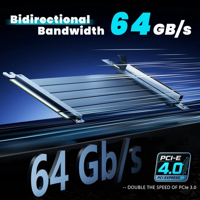 Alt view image 3 of 5 - ELECNEXUS PCIe 4.0 x16 Riser Cable 300mm, 64GB/s Shielded Flexible GPU Extension Cable for Vertical GPU Mount, Supports RTX 40/30 Series and RX 7000/6000 Series