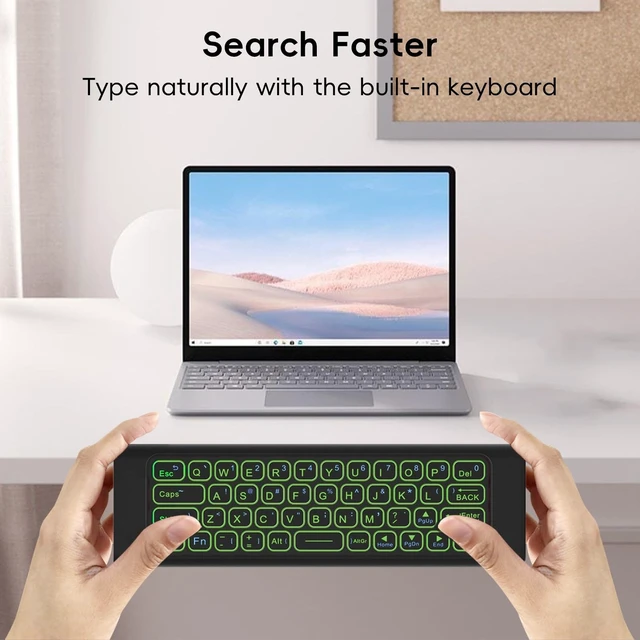 Alt view image 4 of 5 - iPazzPort Aluminum Air Mouse with Mini Keyboard, RGB Backlit