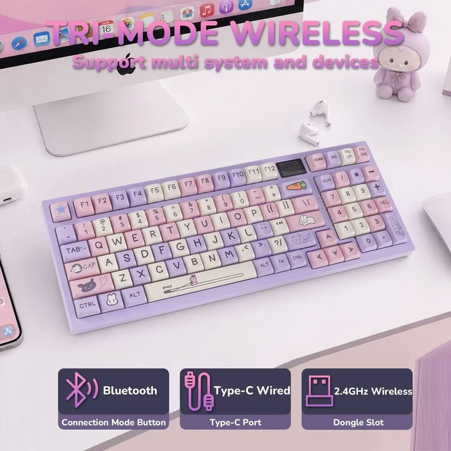 Alt view image 4 of 5 - MY980pro Wireless Mechanical Gaming Keyboard with Smart LCD Display, QMK/VIA Programmable for Windows Only, BT/2.4G/USB-C Gasket Mounted Hot Swap RGB 98% Layout for Mac/ Win (Gaming & Daily Wor