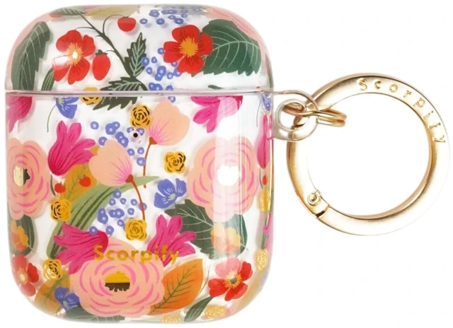 Main image of SCORPIFY for AirPods Case 1 & 2 (1st & 2nd Generation, 2016/2019) with Keychain, Compatible with Apple AirPod 1 & 2, Cute Protective Hard Shell Cover, Earbuds Case for Women - Camellia Blossom