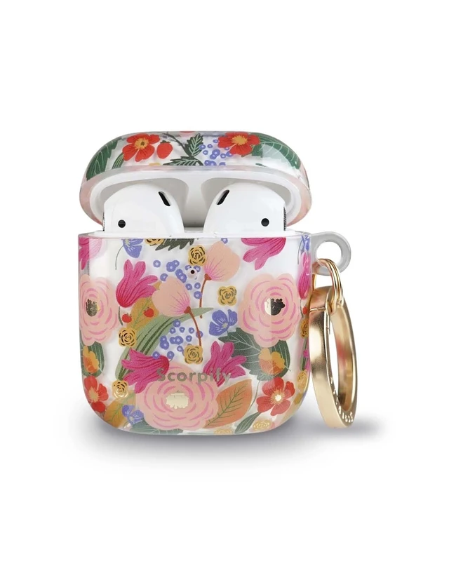 Alt view image 2 of 5 - SCORPIFY for AirPods Case 1 & 2 (1st & 2nd Generation, 2016/2019) with Keychain, Compatible with Apple AirPod 1 & 2, Cute Protective Hard Shell Cover, Earbuds Case for Women - Camellia Blossom