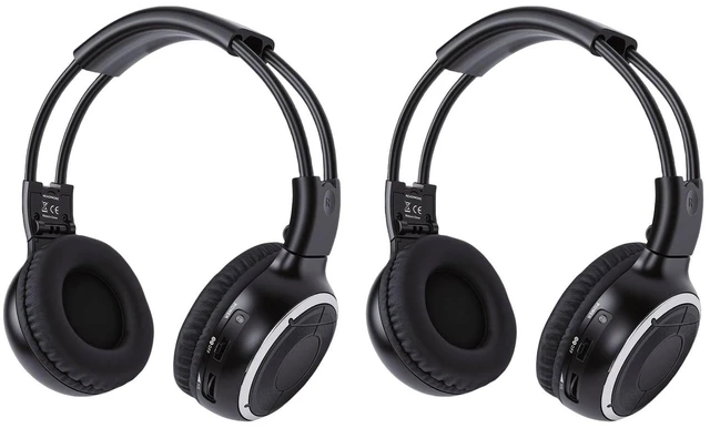 Alt view image 2 of 5 - Jelquix 2 Pack IR Wireless Headphones for Car DVD, 2 Channel Infrared Headphones, Kids for Vehicle Universal Rear Entertainment System, Ideal for Road Trips
