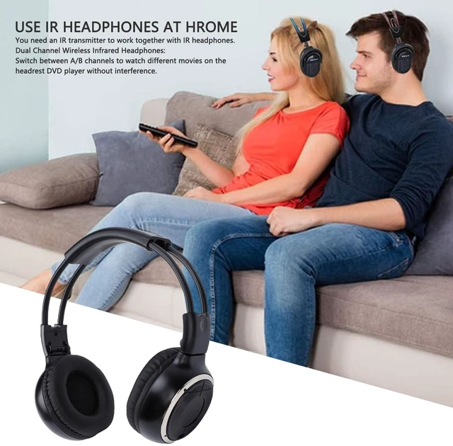 Alt view image 3 of 5 - Jelquix 2 Pack IR Wireless Headphones for Car DVD, 2 Channel Infrared Headphones, Kids for Vehicle Universal Rear Entertainment System, Ideal for Road Trips
