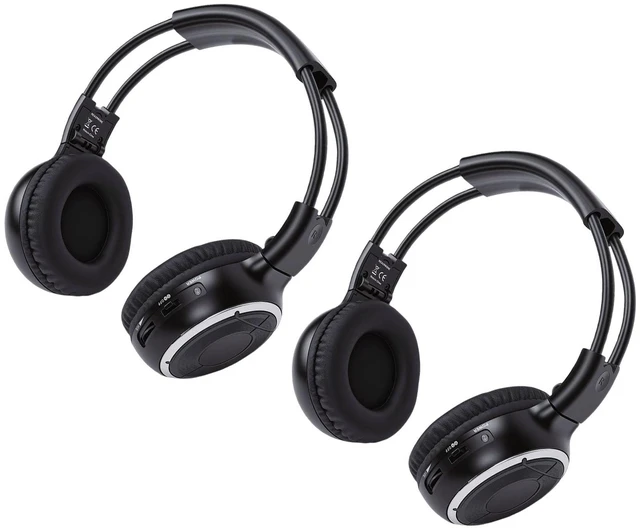 Alt view image 4 of 5 - Jelquix 2 Pack IR Wireless Headphones for Car DVD, 2 Channel Infrared Headphones, Kids for Vehicle Universal Rear Entertainment System, Ideal for Road Trips