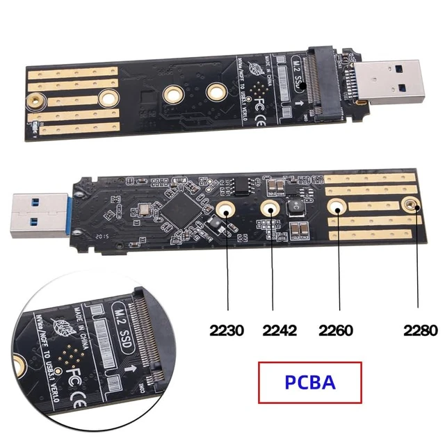 Alt view image 2 of 5 - NGFF USB 3.0 to Dual Protocol Channel NVME M-Key M.2 SATA 2280 2260 2242 2230 SSD External PCBA Case Conveter Adapter RTL9210B Chipset