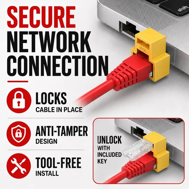 Alt view image 2 of 5 - 50-Pack RJ45 Network Cable Locks, Yellow