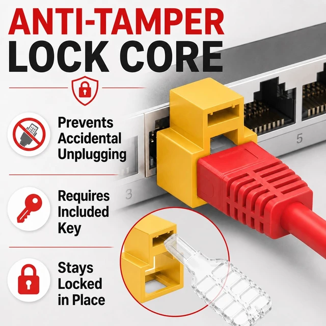 Alt view image 3 of 5 - 50-Pack RJ45 Network Cable Locks, Yellow