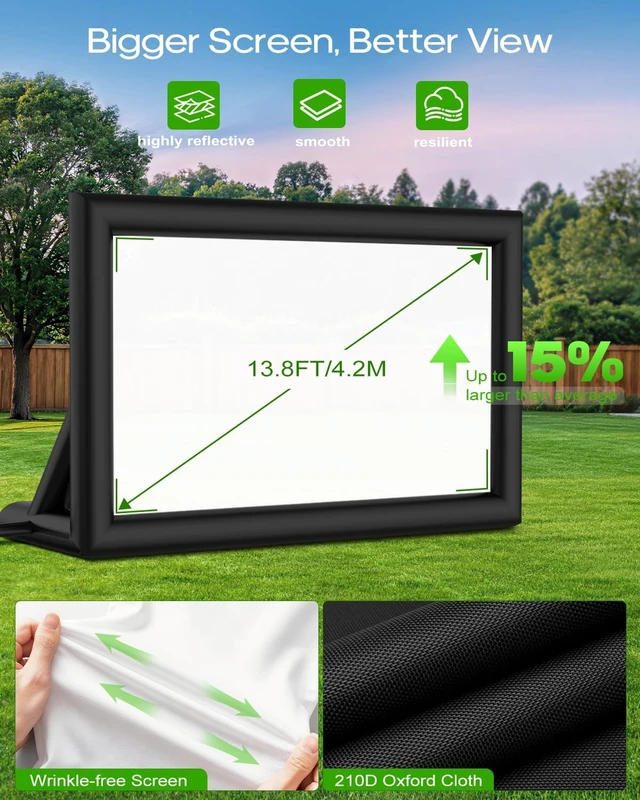 Alt view image 5 of 5 - OWFUVO 3-in-1 18FT Inflatable Projector Screen - Outdoor Movie Screen, Dart Board and Football Target with 250W Blower, Front/Rear Screen for Celebration & Outside Movie Night