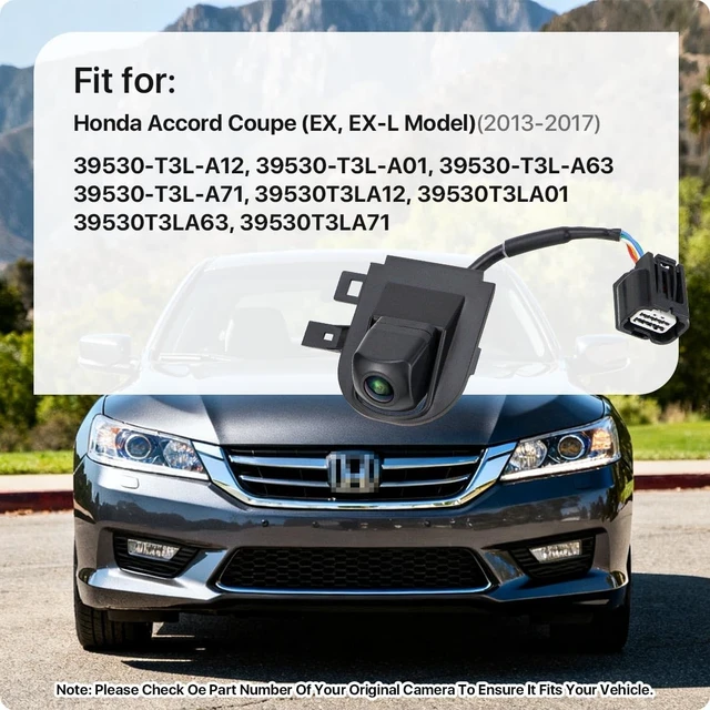 Alt view image 2 of 5 - 39530-T3L-A01 Rear View Camera Replacement for Honda Accord Coupe (EX, EX-L Model) 2013-2017, OE Backup Cam Replaces 39530-T3L-A12, 39530-T3L-A63, 39530-T3L-A71 by GreenYi