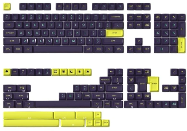 Main image of Owpkeenthy 173 Keys PBT Cherry Profile Keycaps Set, Gaming Replacement Full Keys AntiWear for 60%100% ANSI/ISO Mechanical Keyboard SA Cyberpunk