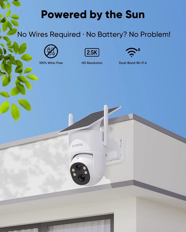 Alt view image 2 of 5 - blurams 4MP Pan/Tilt Security Cameras Wireless Outdoor, 100% Wire-Free Outdoor Camera with Fixed Solar Panel, 360 View, Dual-Band WiFi 6, Human Detection, Color Night Vision, Compatible with Al