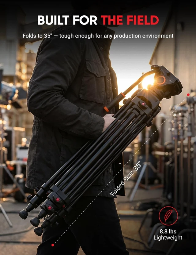 Alt view image 3 of 5 - Sunpak VideoPRO 72" Professional Video Heavy Duty Tripod with Carry Case