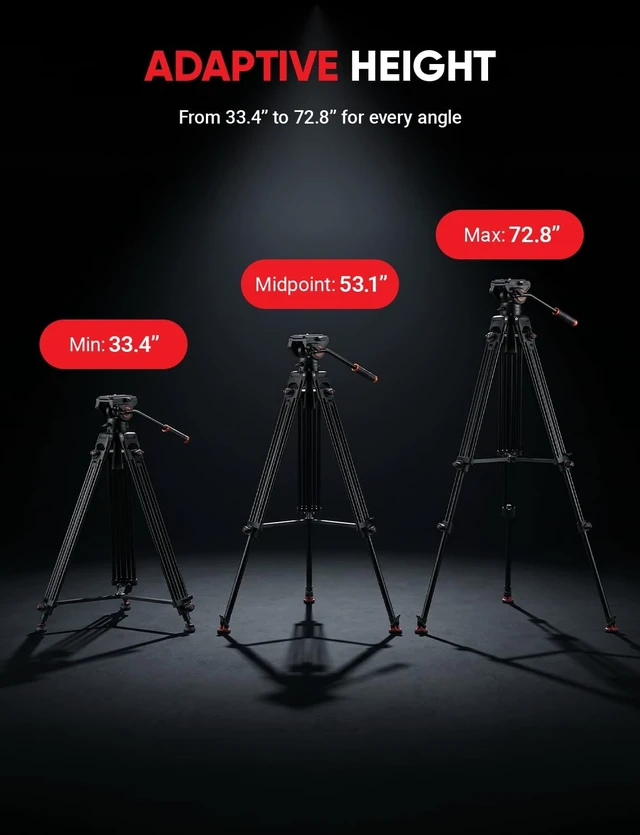 Alt view image 2 of 5 - Sunpak VideoPRO 72" Professional Video Heavy Duty Tripod with Carry Case