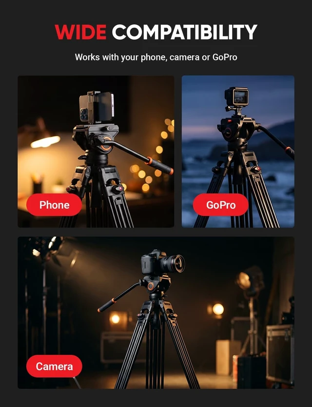 Alt view image 4 of 5 - Sunpak VideoPRO 72" Professional Video Heavy Duty Tripod with Carry Case