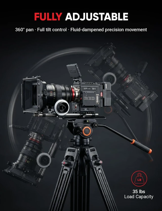 Alt view image 5 of 5 - Sunpak VideoPRO 72" Professional Video Heavy Duty Tripod with Carry Case