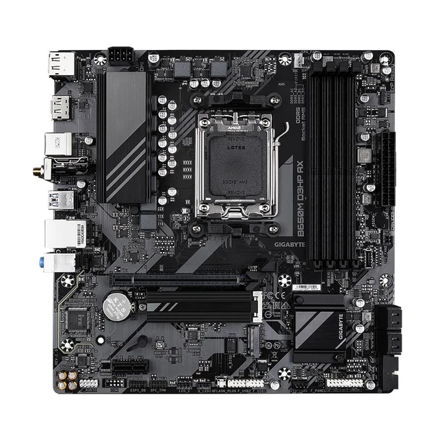 Alt view image 2 of 5 - Gigabyte B650M D3HP AX Ultra Durable AMD AM5 Socket Motherboard, Micro-ATX, 4x DDR5 Slots, 2x M.2 Sockets, 2x USB-C Port, 2.5GbE LAN, Wi-Fi 6E, 2x DisplayPorts / 1x HDMI Port